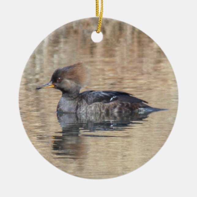 Hooded Merganser Ceramic Ornament (Front)