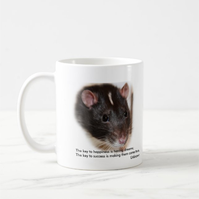 Hooded rat with sayings mug (Left)