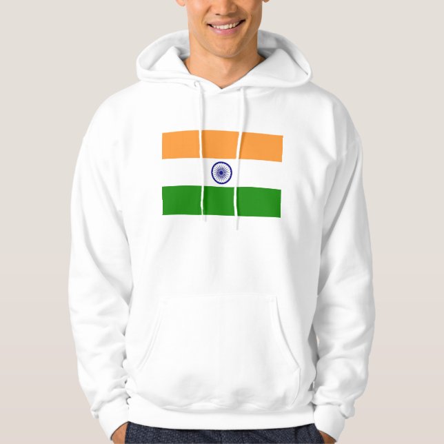 Hooded Sweatshirt with Flag of India (Front)