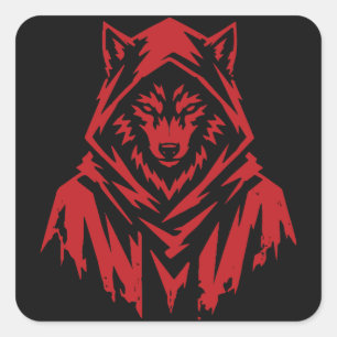 Hooded Wolf Square Sticker