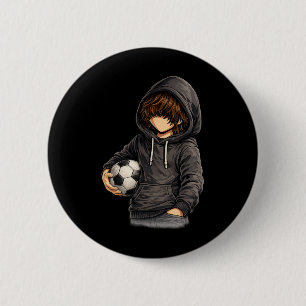Hoodie Style Rock On Soccer Footll  2 Inch Round Button