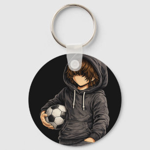 Hoodie Style Rock On Soccer Footll Keychain