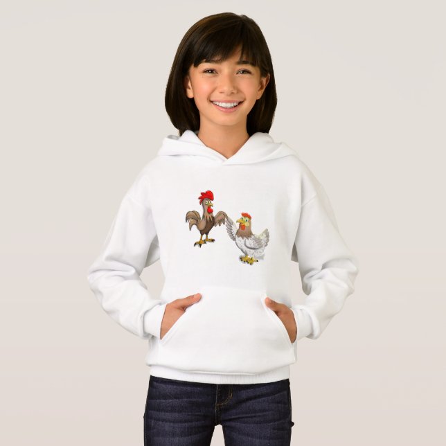 Hoodie with a hen and a rooster (Front Full)