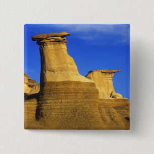 Hoodoos at Drumheller Alberta, Canada 2 Inch Square Button