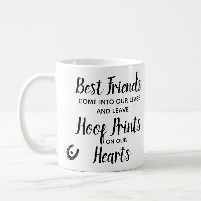 Hoof Prints on our Hearts Horse Memorial Photo Coffee Mug (Left)