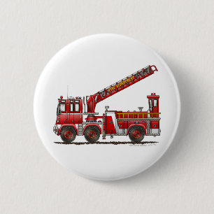 Hook and Ladder Fire Truck 2 Inch Round Button