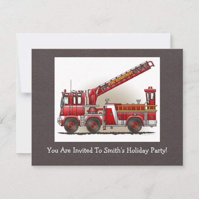 Hook and Ladder Fire Truck Invitation (Front)