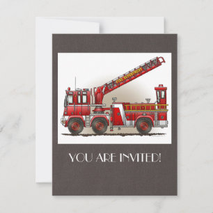 Hook and Ladder Fire Truck Invitation