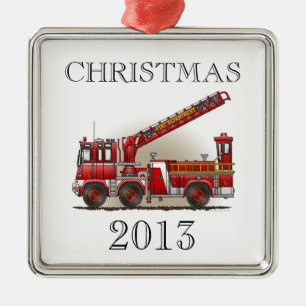 Hook and Ladder Fire Truck Metal Ornament