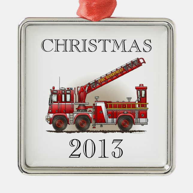 Hook and Ladder Fire Truck Metal Ornament (Front)
