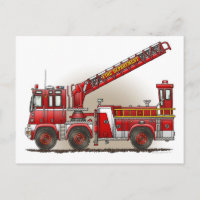Hook and Ladder Fire Truck Postcard