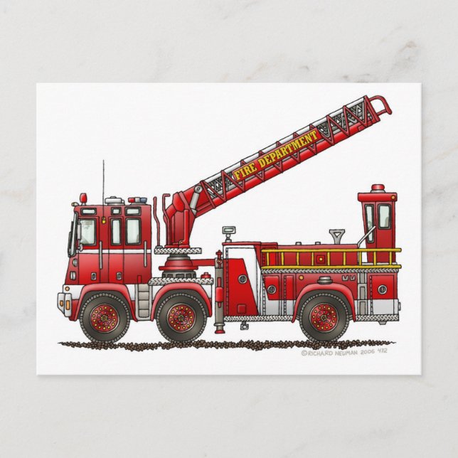 Hook and Ladder Fire Truck Postcard (Front)