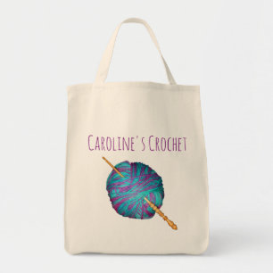 Hook and yarn personalised with your name tote bag