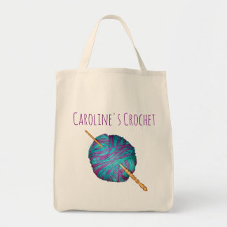 Hook and yarn personalised with your name tote bag
