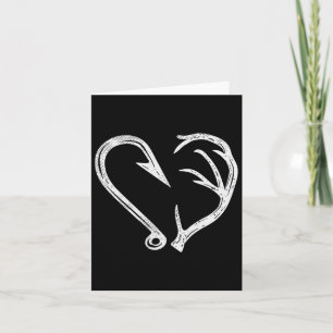 Hook Antler Heart Love Fishing Hunting Fish Deer H Card