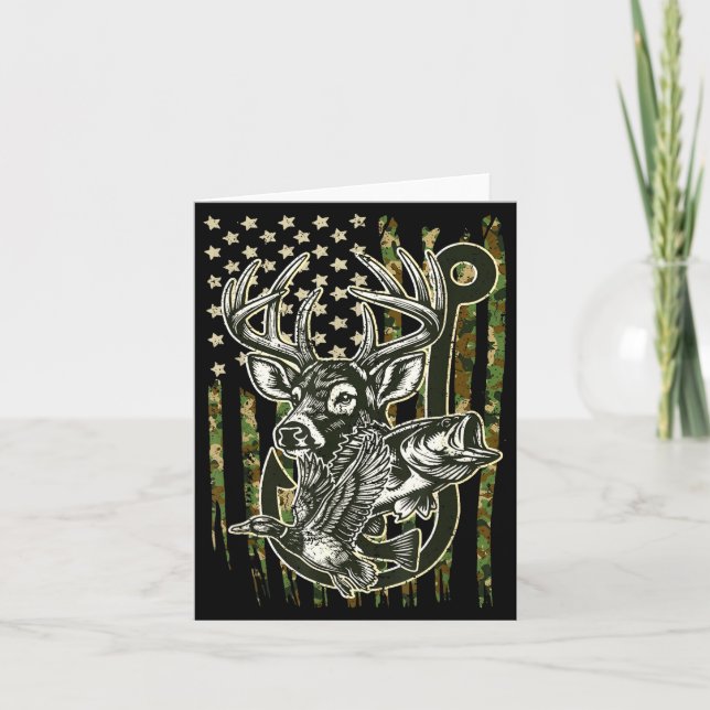 Hook Antler Heart Love Fishing Hunting Fish Deer H Card (Front)