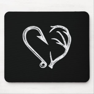 Hook Antler Heart Love Fishing Hunting Fish Deer H Mouse Pad