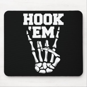 Hook em Skeleton Horns Halloween 2 Mouse Pad