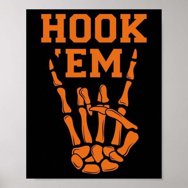 Hook em Skeleton Horns Halloween  Poster (Front)