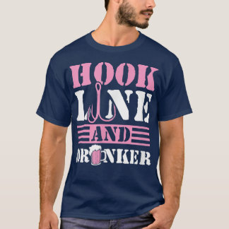 Hook Line And Drinker Fishing Beer Funny Fisherman T-Shirt