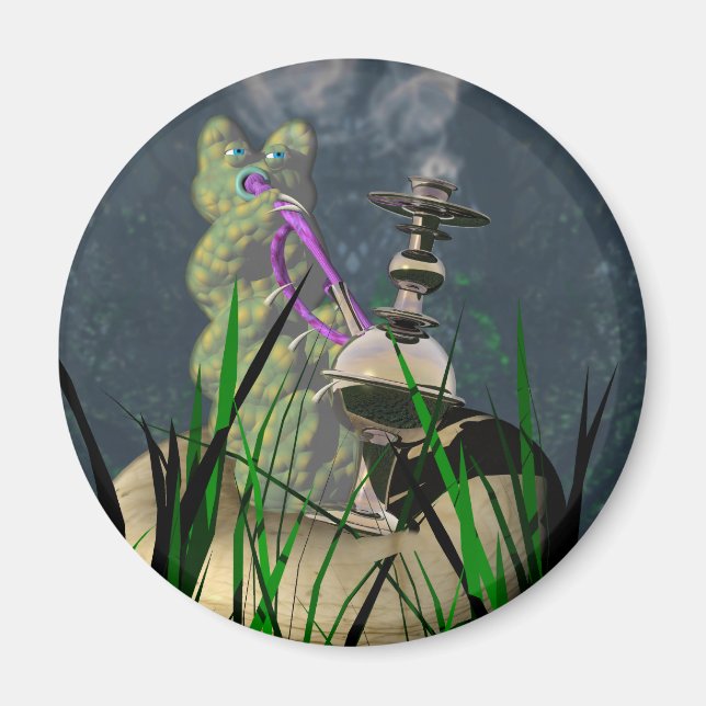 Hookah smoking caterpillar magnet (Front)
