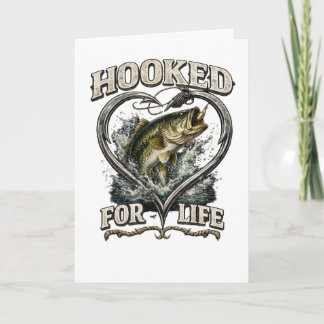 Hooked for Life Bass Fishing Heart Card