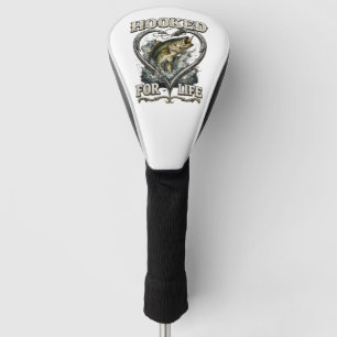 Hooked for Life Bass Fishing Heart Golf Head Cover