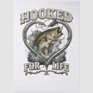 Hooked for Life Bass Fishing Heart Tissue Paper