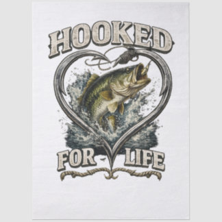 Hooked for Life Bass Fishing Heart Tissue Paper