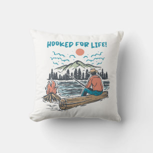 Hooked for Life Throw Pillow