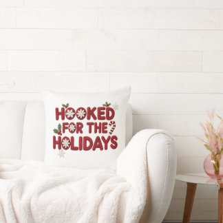 Hooked for the Holidays Crochet Christmas Throw Pillow