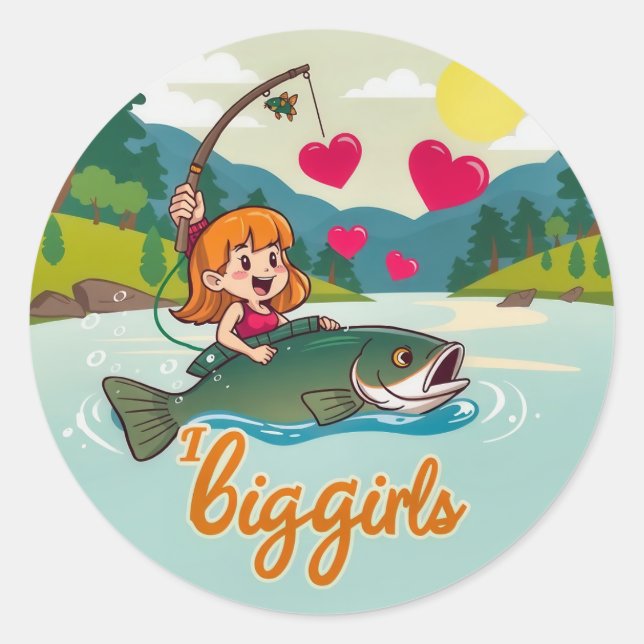Hooked on Adventure: A Joyful Fishing Tale Classic Round Sticker (Front)