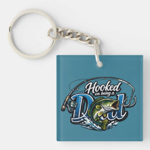 Hooked On Being A Dad - Funny Fishing Father's Day Keychain