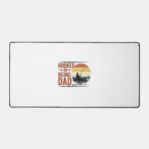 Hooked On Being Dad Vintage Fishing Shirt Design_1 Desk Mat