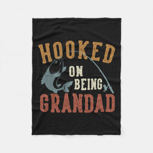 Hooked On Being Grandad Father's Day Fishing Grand Fleece Blanket