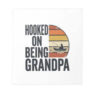 Hooked On Being Grandpa Fishing Retro Vector Desig Notepad