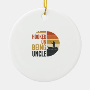 Hooked On Being Uncle Fishing Vintage Graphic_1 Ceramic Ornament