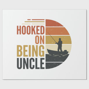 Hooked On Being Uncle Fishing Vintage Graphic_1 Wrapping Paper