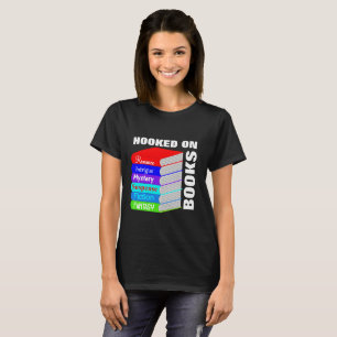 Hooked On Books Book Lovers Novelty Graphic T-Shirt