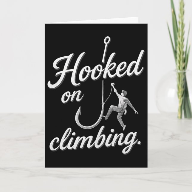 Hooked On Climbing Bold Cursive Silver  Card (Front)