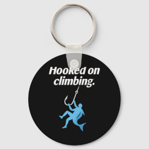 Hooked On Climbing Fish Hook Climber Art Keychain