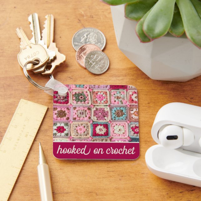 Hooked on Crochet Granny Square Keychain (Desk)
