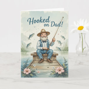 Hooked on Dad Fishing Fathers Day Funny  Card