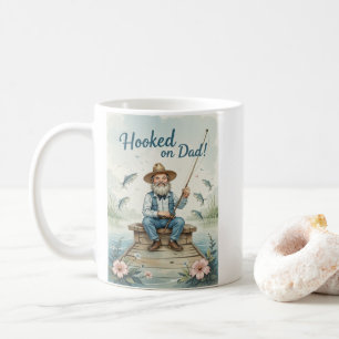 Hooked on Dad Fishing Fathers Day Funny  Coffee Mug