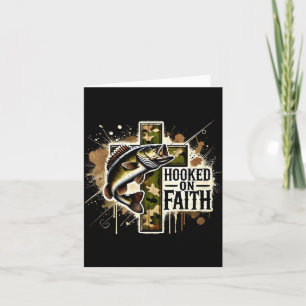 Hooked on faith christian jesus cross fishing card