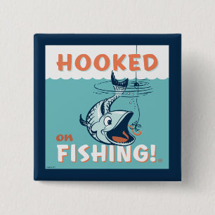Hooked on Fishing 2 Inch Square Button