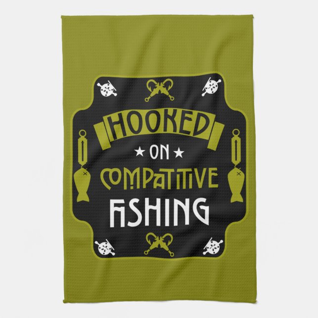 Hooked On Fishing Kitchen Towel (Vertical)