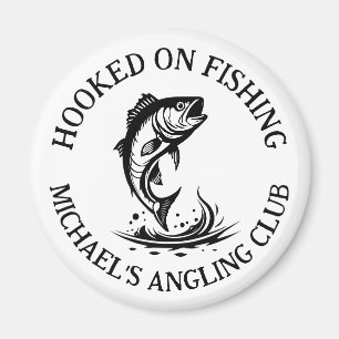 Hooked On Fishing Logo, Personalized Angling Club Magnet