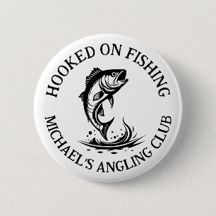Hooked On Fishing Personalized Angler 2 Inch Round Button