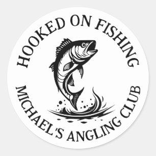Hooked On Fishing Personalized Angler Classic Round Sticker